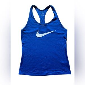Nike Racer Back Balance Tank Top Blue Big Logo Womens Size L Dri-Fit W52440